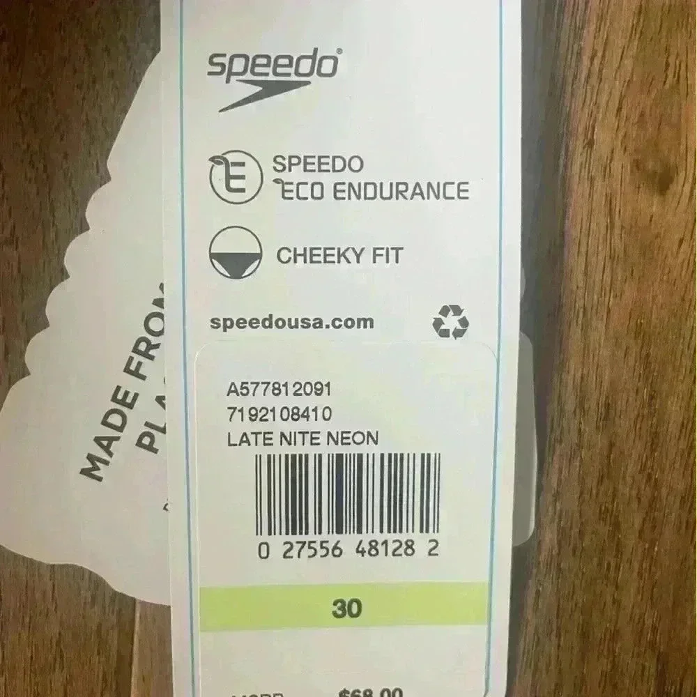NWT Speedo Women’s Sz 30 Double Strap Eco Endurance Cheeky‎ Fit Swimsuit